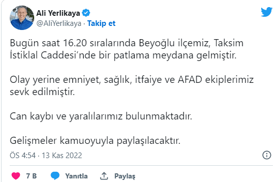 İstiklal Caddesi’nde patlama: Ölü ve yaralılar var