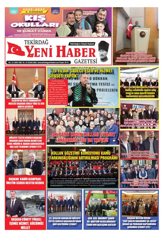 Tekirdağ Yeni Haber Gazetesi 499.Sayı Çıktı