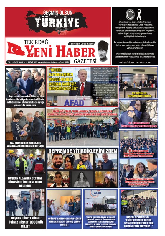 Tekirdağ Yeni Haber Gazetesi 500.Sayı Çıktı