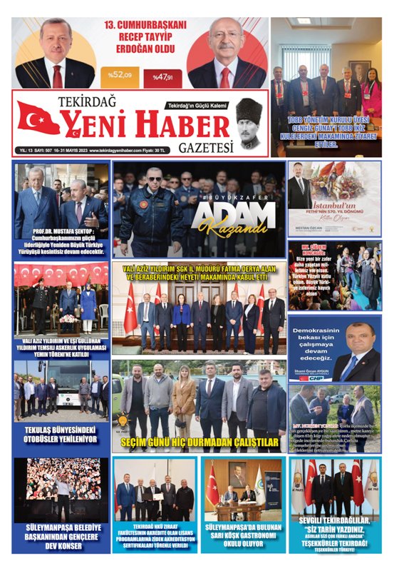 Tekirdağ Yeni Haber Gazetesi 507.Sayı Çıktı