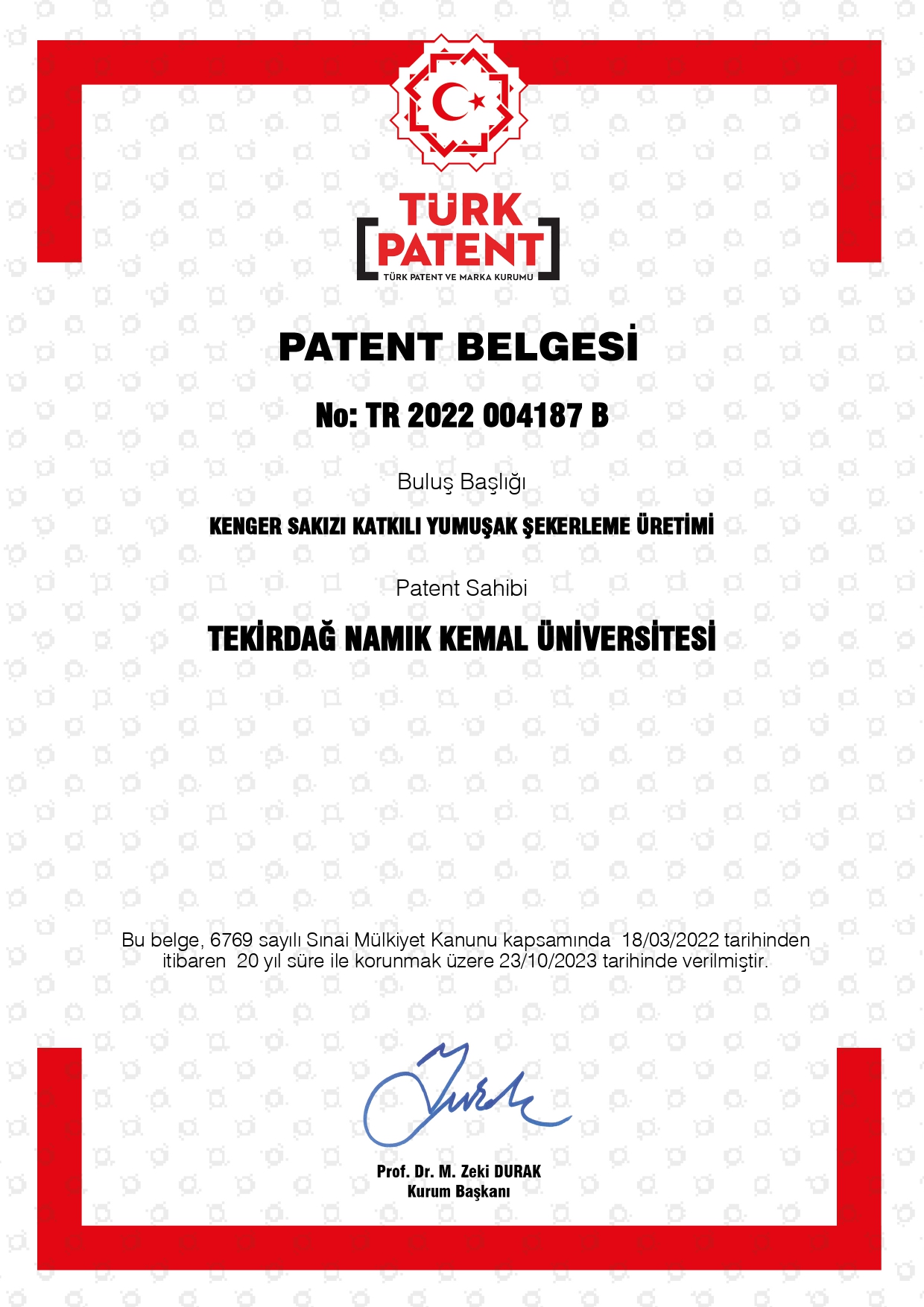 HakSahipliğinde Alınan İkinci Ulusal Patent Tescili