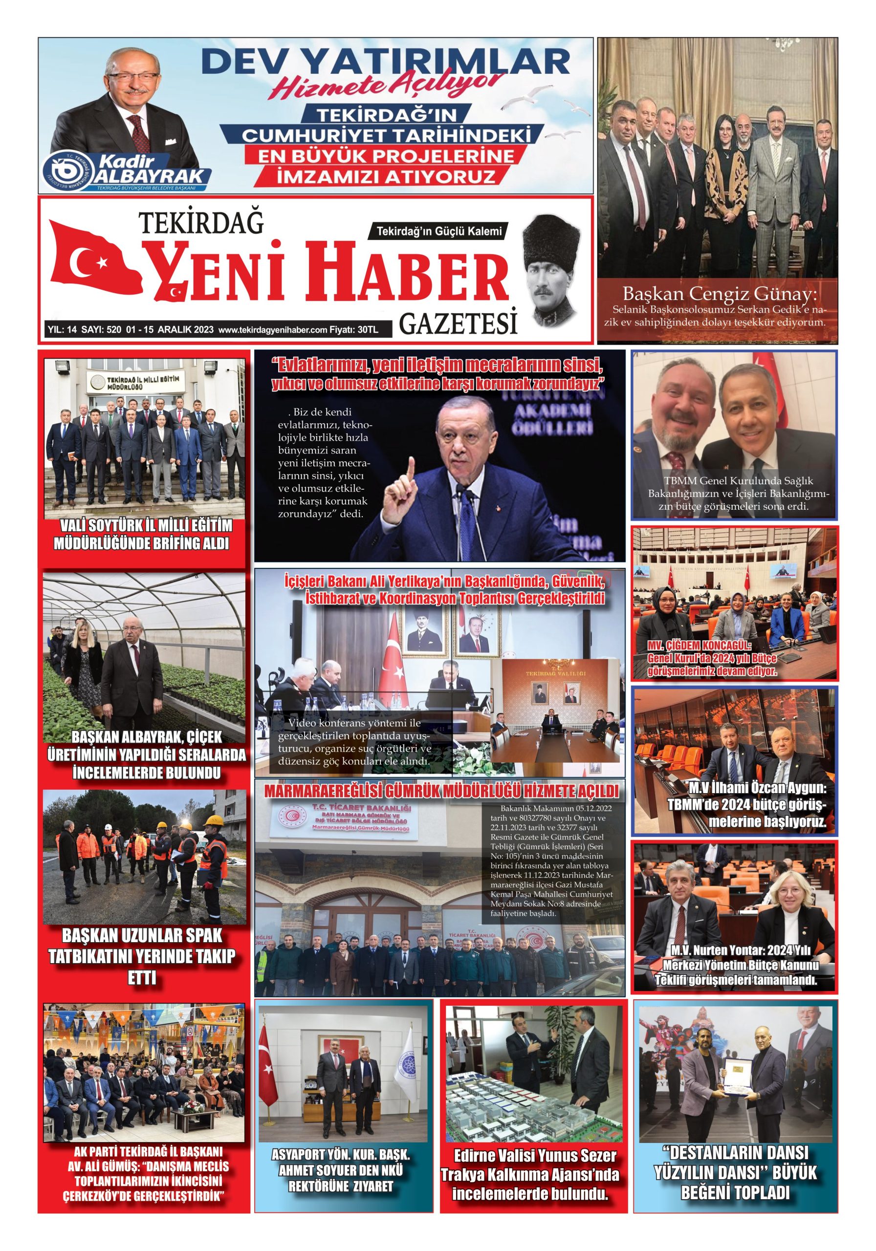 Tekirdağ Yeni Haber Gazetesi 520.Sayı Çıktı