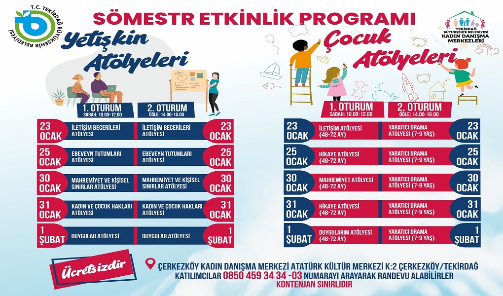 BÜYÜKŞEHİRDEN, YETİŞKİNLER VE ÇOCUKLAR İÇİN ‘SÖMESTR ETKİNLİKLERİ PROGRAMI’