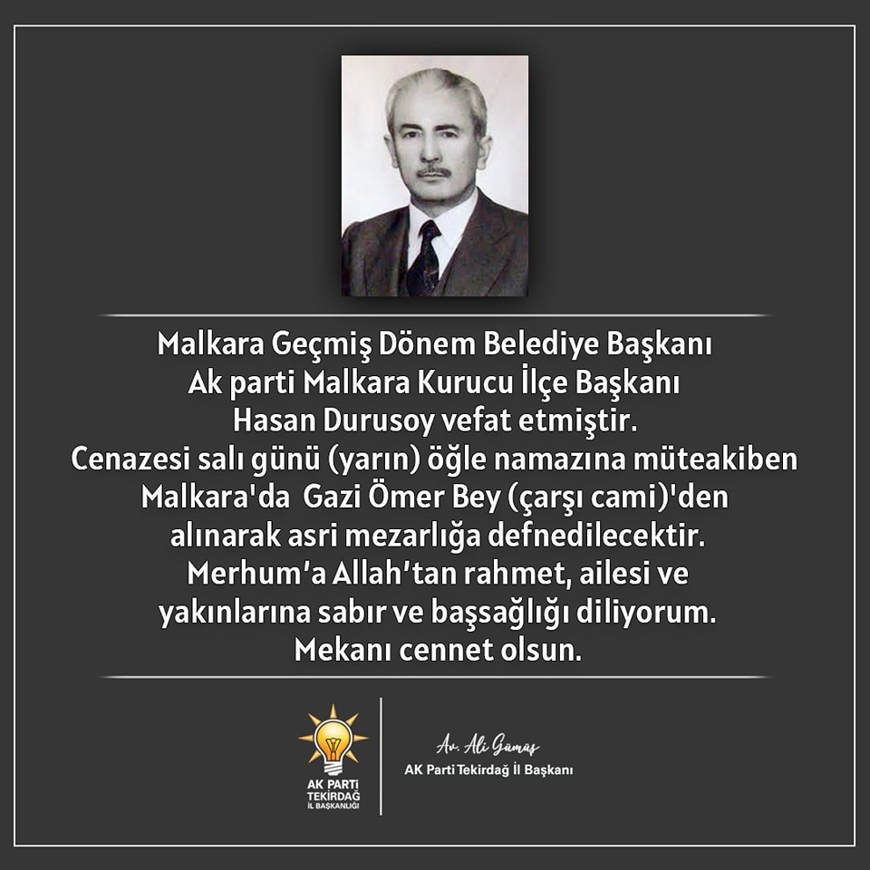 HASAN DURUSOY VEFAT ETTİ