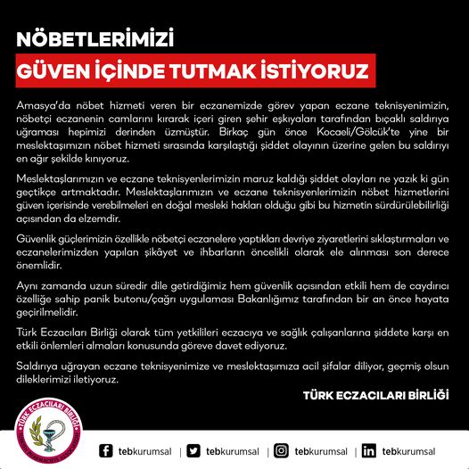 NÖBETLERİMİZİ GÜVEN İÇİNDE TUTMAK İSTİYORUZ