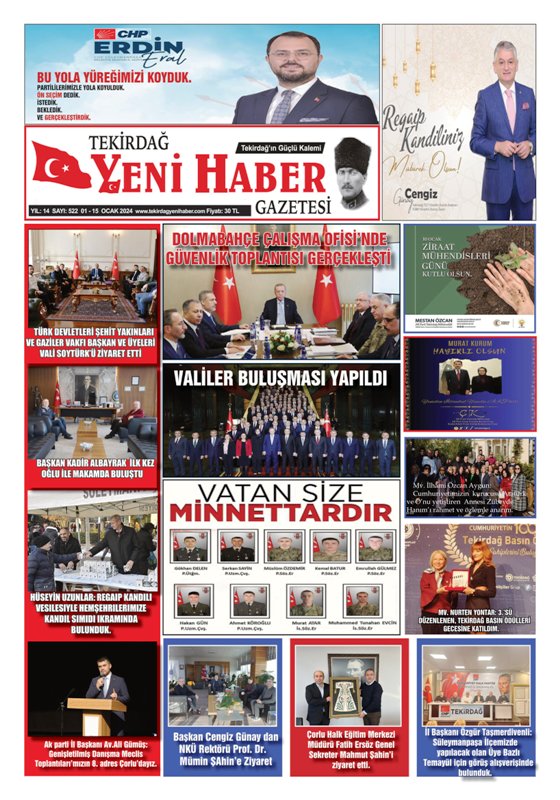 Tekirdağ Yeni Haber Gazetesi 522.Sayı Çıktı