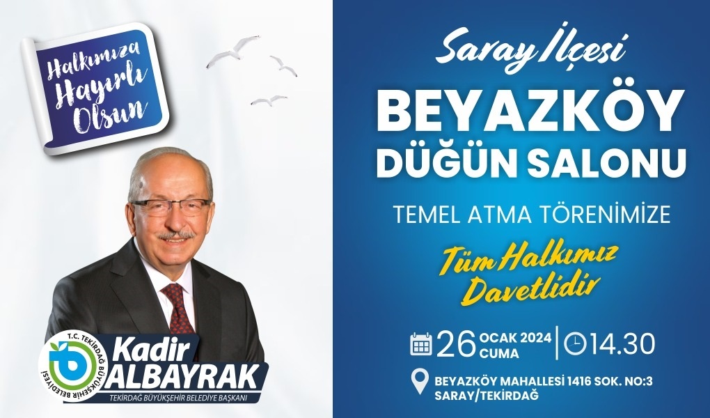 BEYAZKÖY DÜĞÜN SALONU’NUN TEMELİ 26 OCAK’TA ATILIYOR