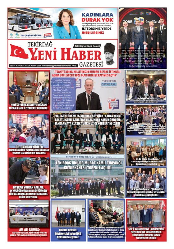 Tekirdağ Yeni Haber Gazetesi 531.Sayı Çıktı