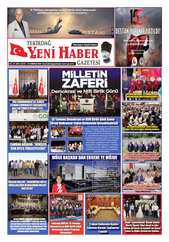 Tekirdağ Yeni Haber Gazetesi 534.Sayı Çıktı