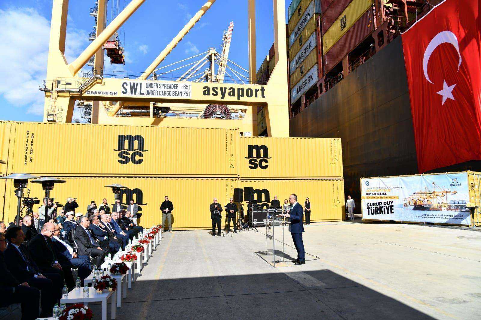 Asyaport Limanı’nda Türkiye’de İlk Çevreci Dönüşüm: Yüksek Gerilimle Gemi Elektrik Besleme Tesisi Açıldı