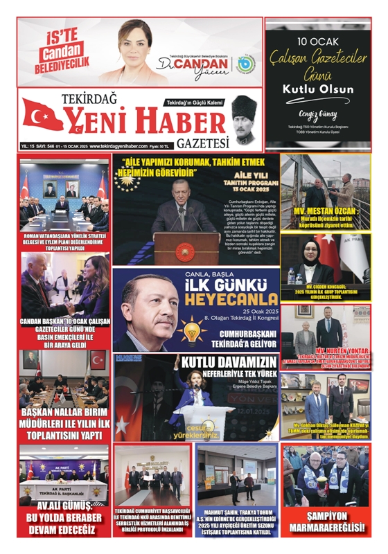 Tekirdağ Yeni Haber Gazetesi 546.Sayı Çıktı