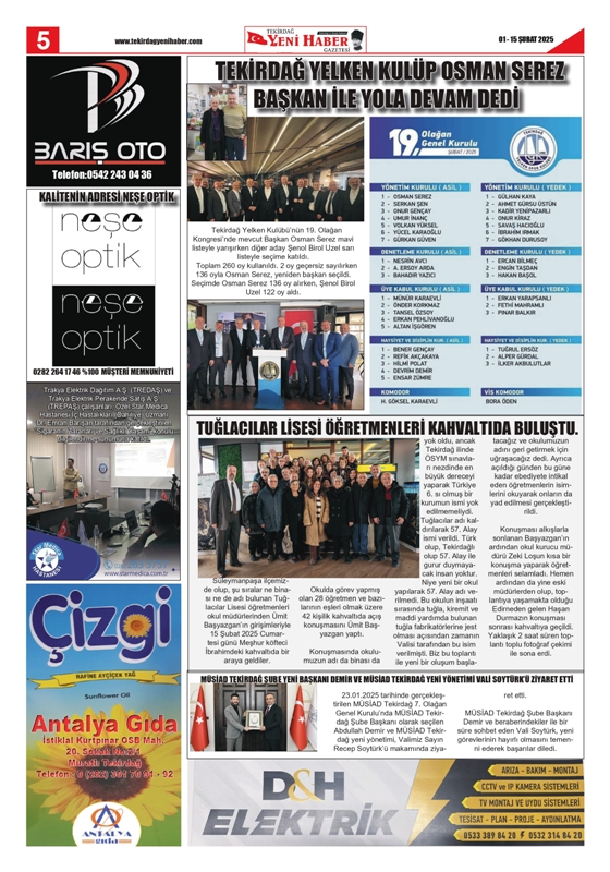 Tekirdağ Yeni Haber Gazetesi 548.Sayı Çıktı