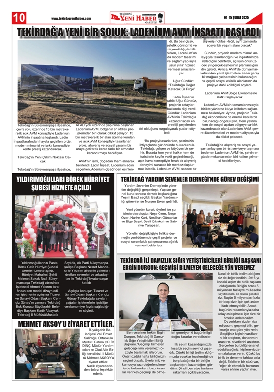 Tekirdağ Yeni Haber Gazetesi 548.Sayı Çıktı