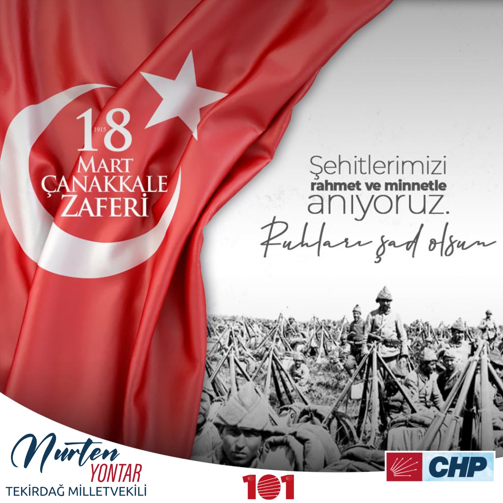 CHP TEKİRDAĞ MİLLETVEKİLİ NURTEN YONTAR’IN 18 MART ŞEHİTLERİ ANMA GÜNÜ VE ÇANAKKALE ZAFERİ MESAJI