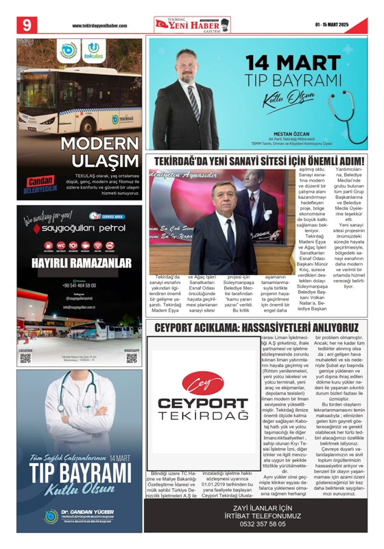 Tekirdağ Yeni Haber Gazetesi 550.Sayı Çıktı