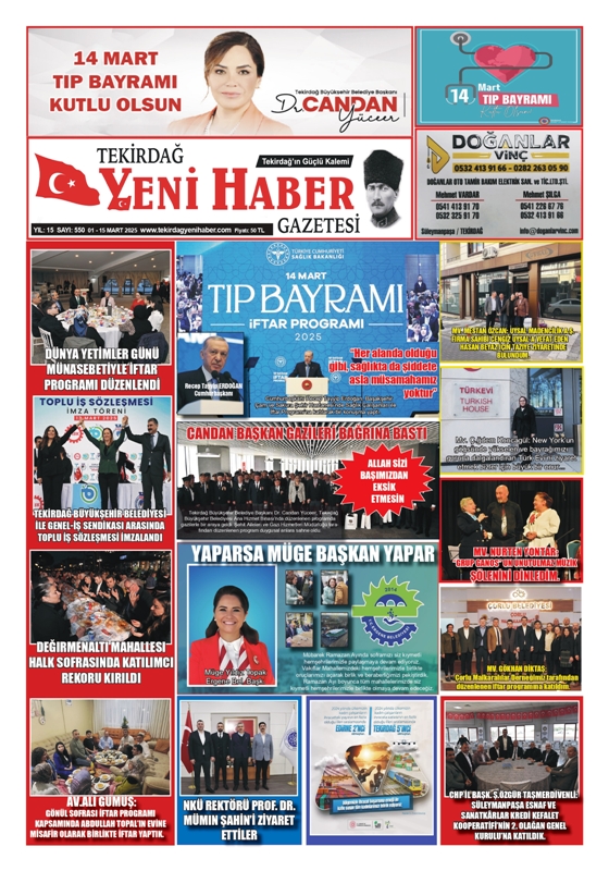 Tekirdağ Yeni Haber Gazetesi 550.Sayı Çıktı