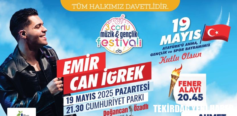Bayram Coşkusu 3. Çorlu Müzik ve Gençlik Festivali ile Katlanacak