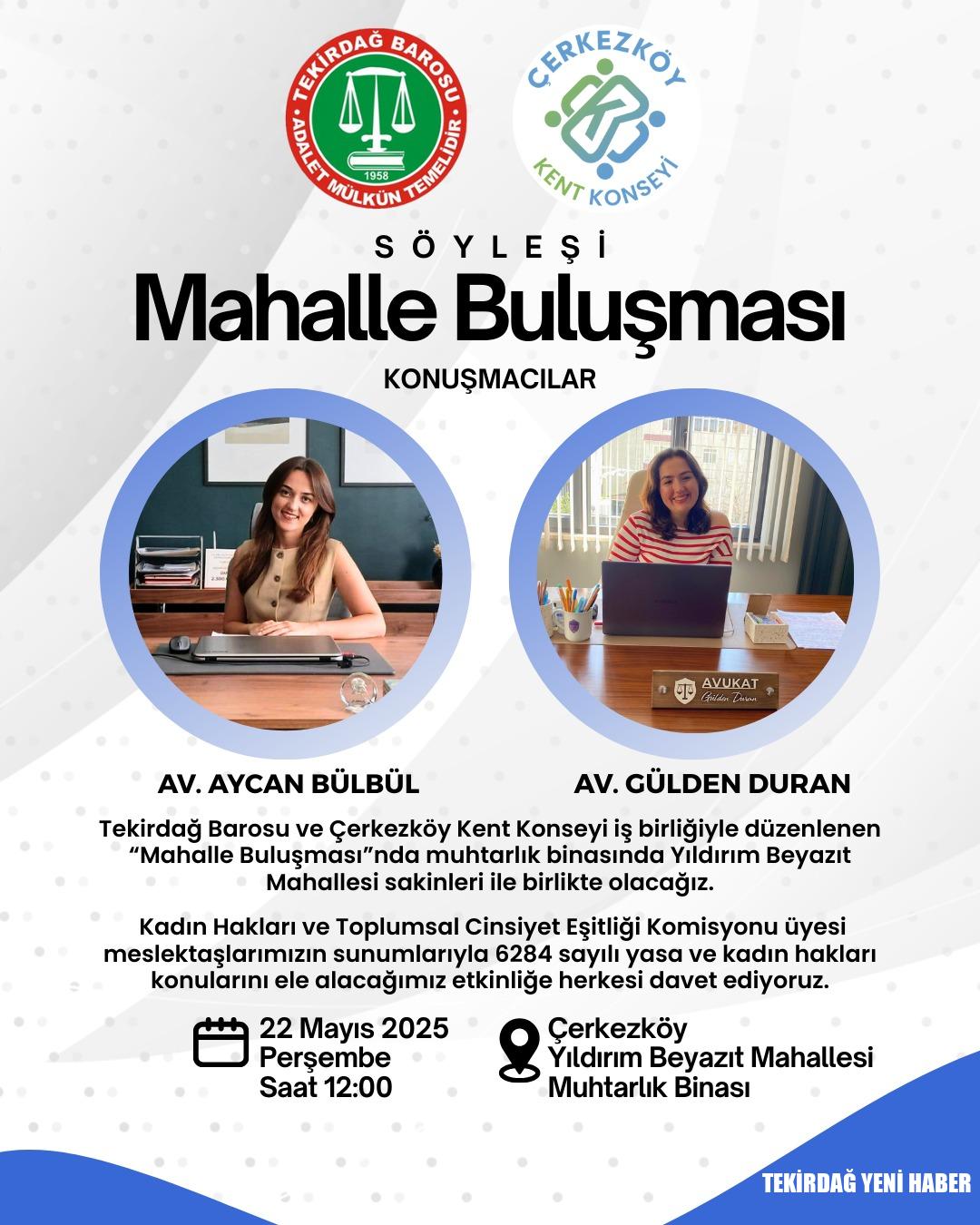 Çerkezköy’de “Mahalle Buluşması” Söyleşisi: Kadın Hakları ve 6284 Sayılı Kanun Gündemde