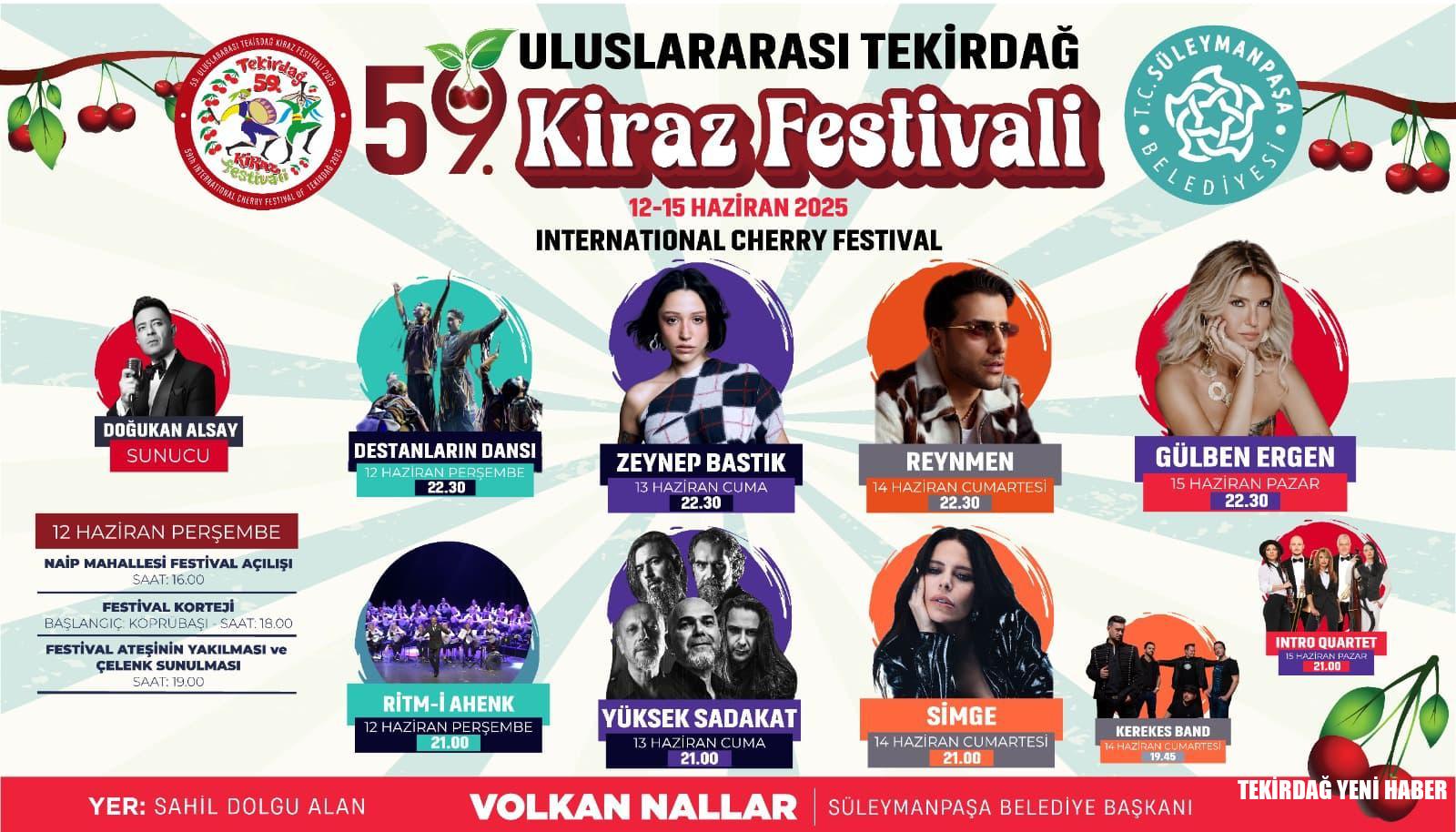 TEKİRDAĞ KİRAZ FESTİVALİ PROGRAM BELLİ OLDU 2025