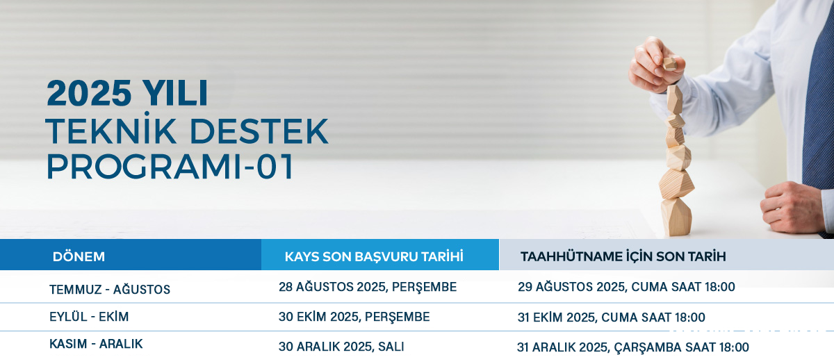 2025 Yılı Teknik Destek Programı-01 vasıtasıyla paydaşlarına 2.500.000 TL destek sağlayacak.
