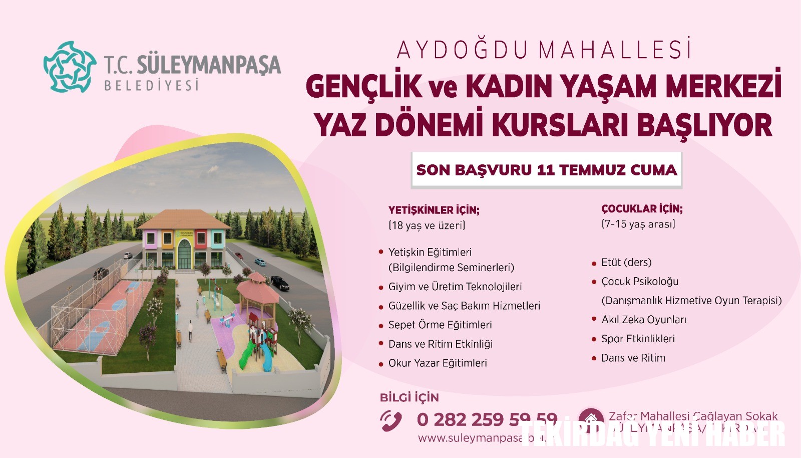 Süleymanpaşa Belediyesi Kadınlara ve Çocuklara Yaz Kursları ile Destek Olacak