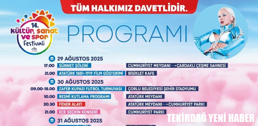 Çorlu`da 14. Kültür, Sanat ve Spor Festivali Başlıyor