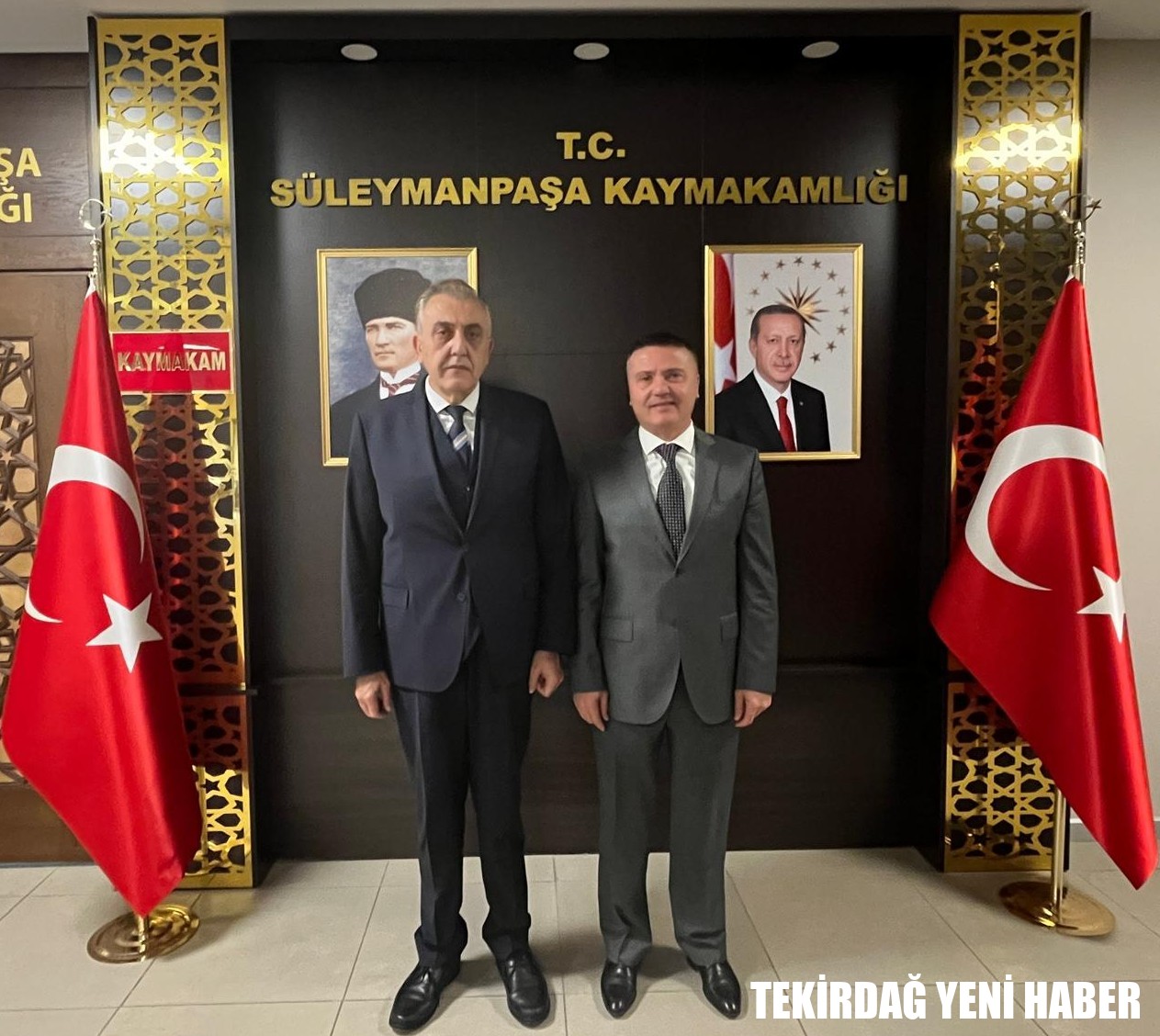 Kaymakamı  Mahmut Nedim TUNÇER, iş insanı Muhammed Ali KUL’un ziyaretini makamında kabul etti