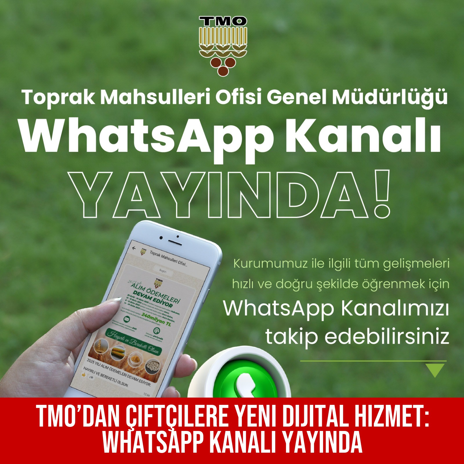 TMO’dan Çiftçilere Yeni Dijital Hizmet: WhatsApp Kanalı Yayında