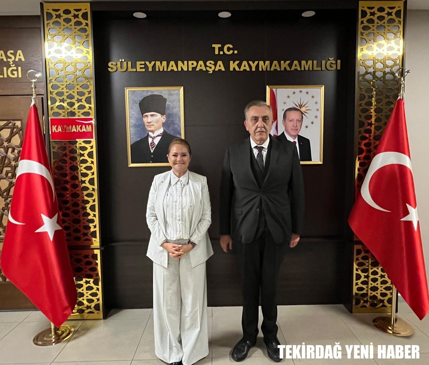 Kaymakamı  Mahmut Nedim TUNÇER Ergene Belediye Başkanı  Müge YILDIZ TOPAK’ı Makamında Ağırladı