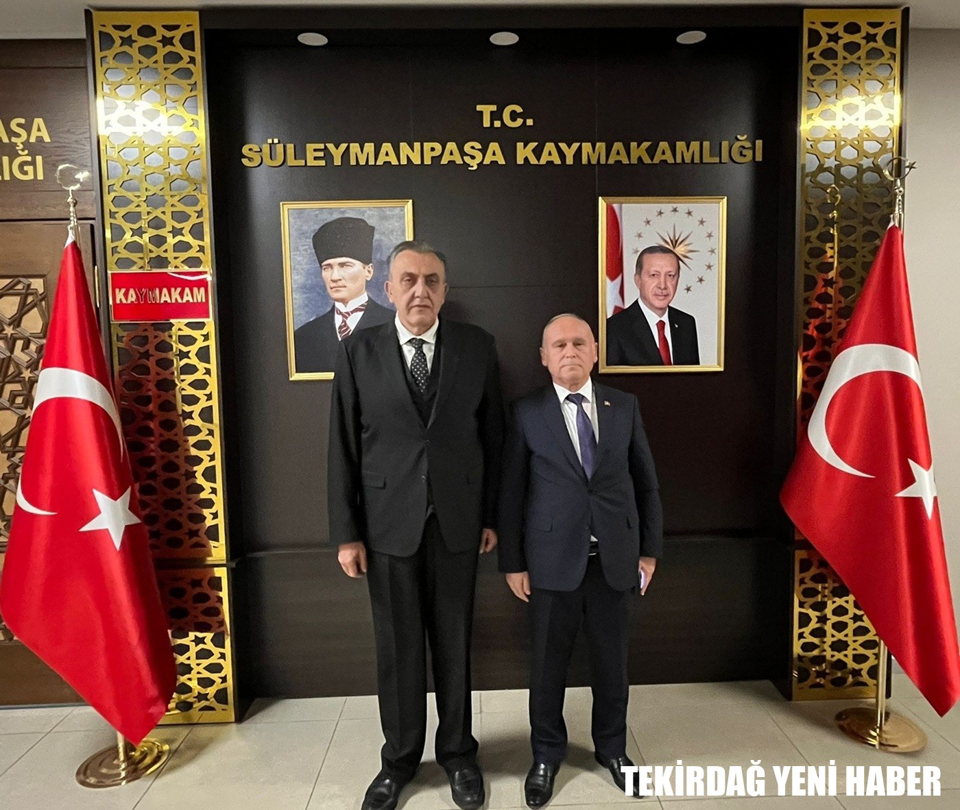 Kaymakamı  Mahmut Nedim TUNÇER, Tekirdağ Bölge Liman Başkanı İrfan KIZILTAŞ’ın ziyaretini makamında kabul etti