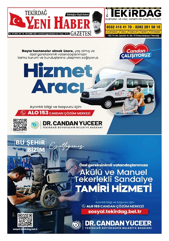 Tekirdağ Yeni Haber Gazetesi 567.Sayı Çıktı