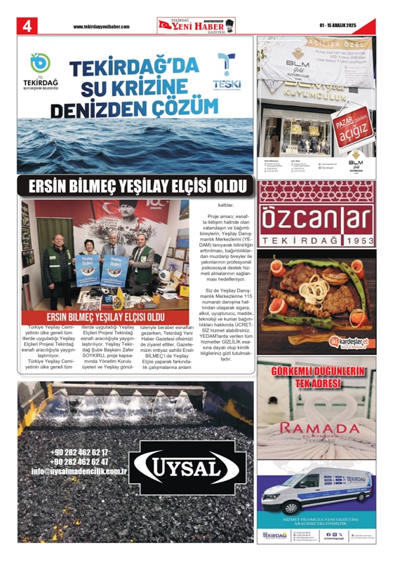 Tekirdağ Yeni Haber Gazetesi 568.Sayı Çıktı