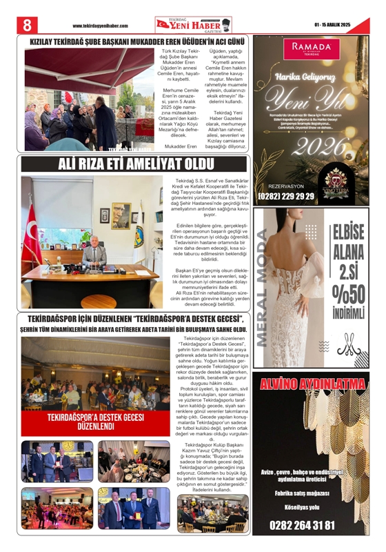 Tekirdağ Yeni Haber Gazetesi 568.Sayı Çıktı
