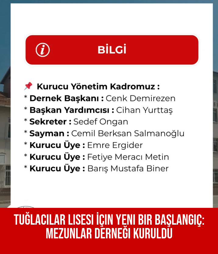 Tuğlacılar Lisesi İçin Yeni Bir Başlangıç: Mezunlar Derneği Kuruldu