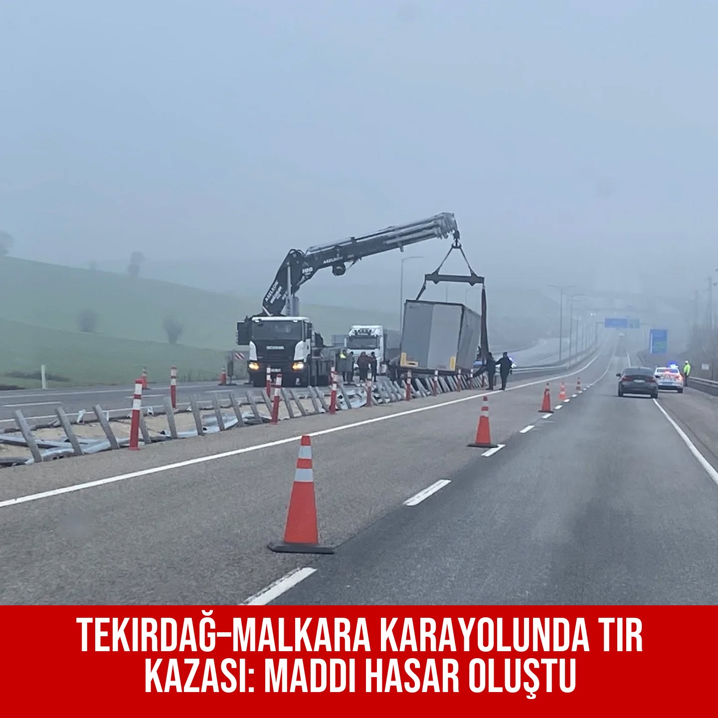 Tekirdağ–Malkara Karayolunda Tır Kazası: Maddi Hasar Oluştu