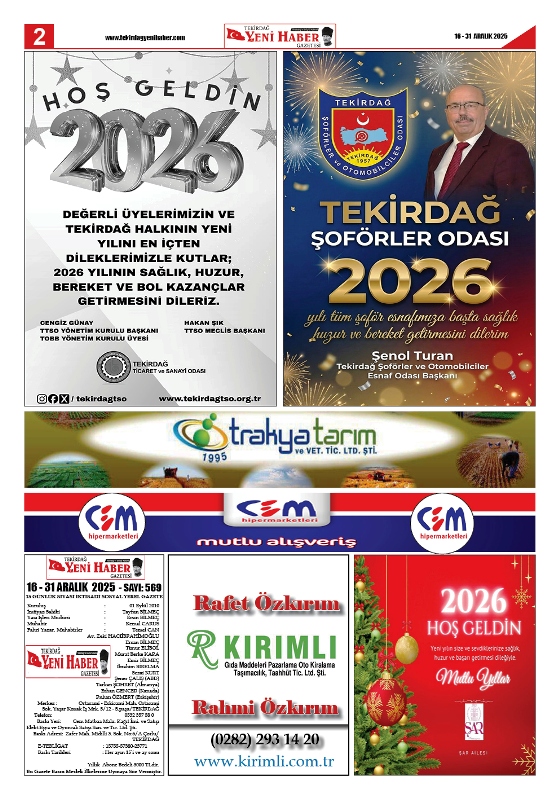 Tekirdağ Yeni Haber Gazetesi 569.Sayı Çıktı