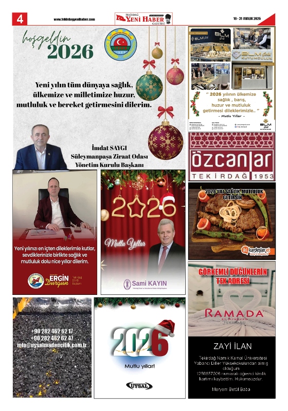 Tekirdağ Yeni Haber Gazetesi 569.Sayı Çıktı