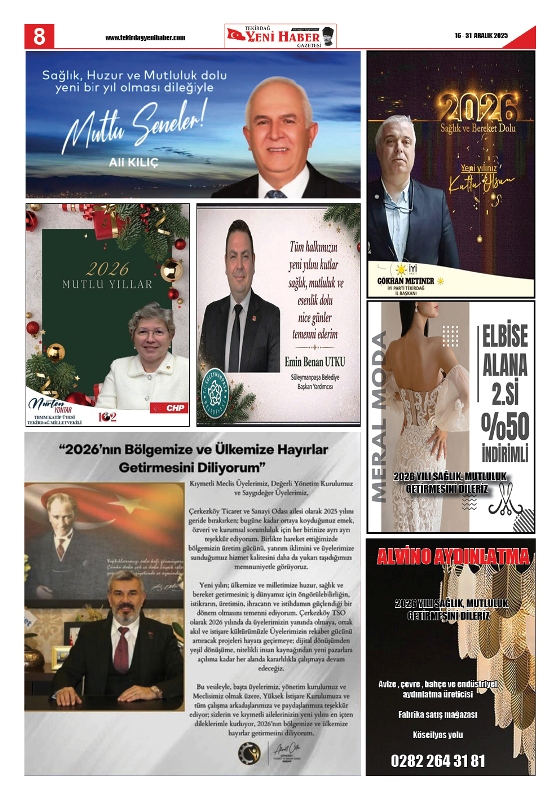 Tekirdağ Yeni Haber Gazetesi 569.Sayı Çıktı