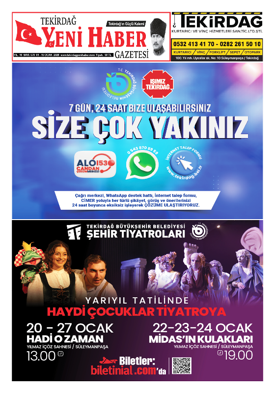 Tekirdağ Yeni Haber Gazetesi 570.Sayı Çıktı