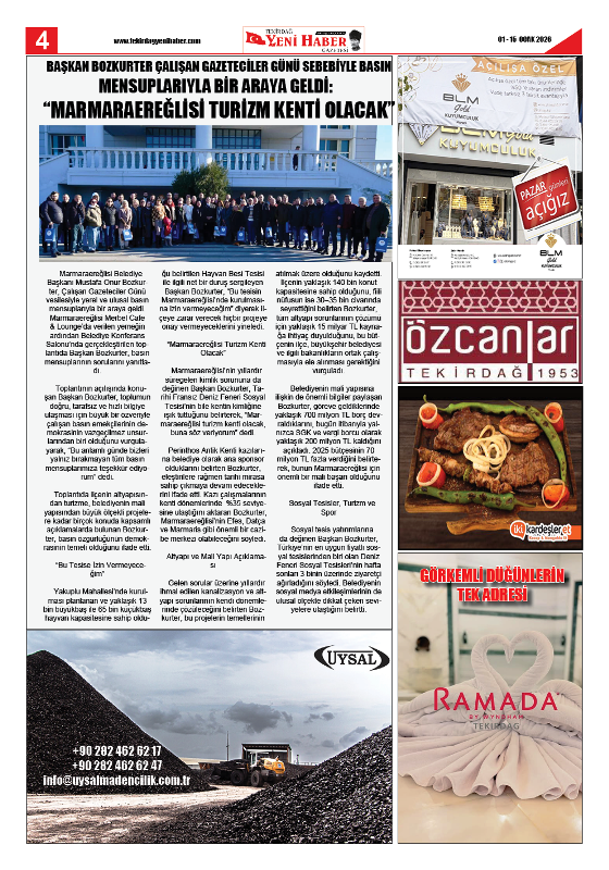 Tekirdağ Yeni Haber Gazetesi 570.Sayı Çıktı