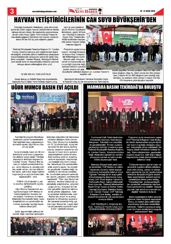 Tekirdağ Yeni Haber Gazetesi 571.Sayı Çıktı
