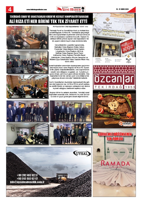 Tekirdağ Yeni Haber Gazetesi 571.Sayı Çıktı