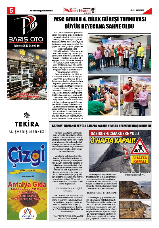 Tekirdağ Yeni Haber Gazetesi 571.Sayı Çıktı
