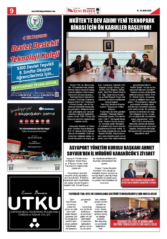 Tekirdağ Yeni Haber Gazetesi 571.Sayı Çıktı
