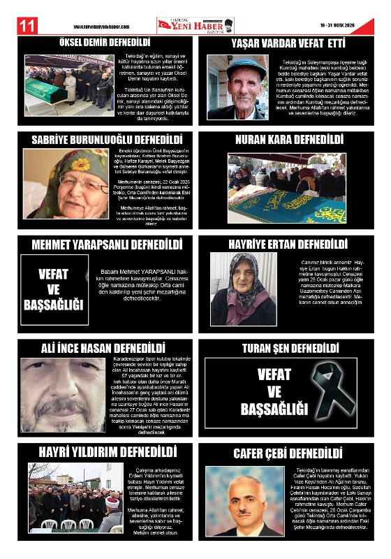 Tekirdağ Yeni Haber Gazetesi 571.Sayı Çıktı