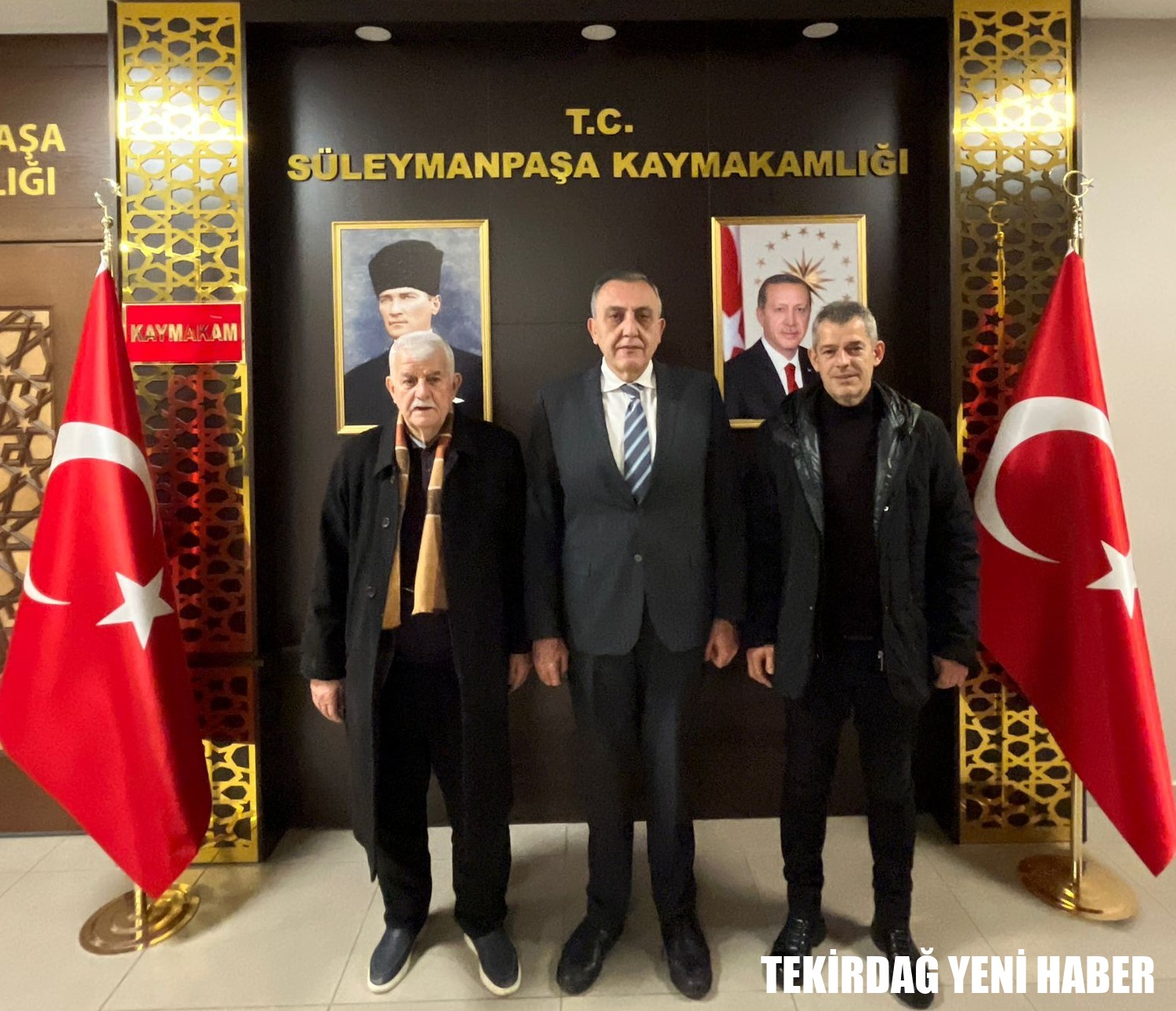 Süleymanpaşa Kaymakamı  Mahmut Nedim TUNÇER, Tekirdağ Yeni Haber Gazetesi Yazı İşleri Müdürü Ersin BİLMEÇ ile İmtiyaz Sahibi Tayfun BİLMEÇ‘in ziyaretini…