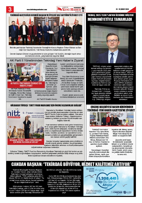 Tekirdağ Yeni Haber Gazetesi 572.Sayı Çıktı