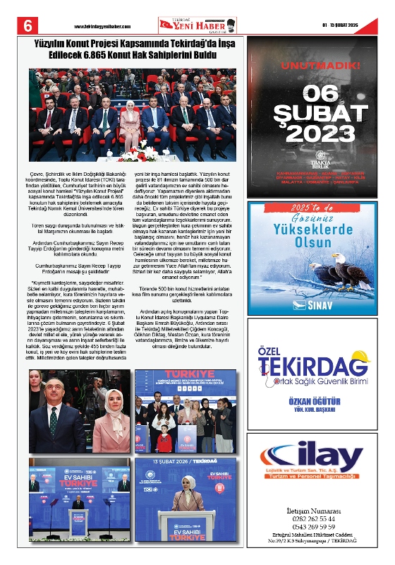 Tekirdağ Yeni Haber Gazetesi 572.Sayı Çıktı