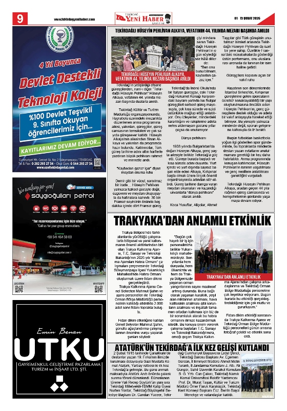 Tekirdağ Yeni Haber Gazetesi 572.Sayı Çıktı