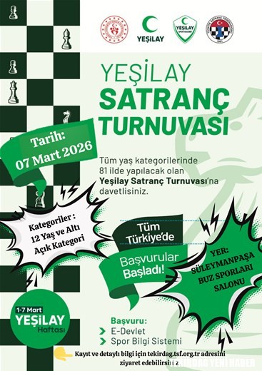 YEŞİLAY HAFTASINDA 7’DEN 77’YE ”YEŞİLAY SATRANÇ TURNUVASINDA” BULUŞUYORUZ.